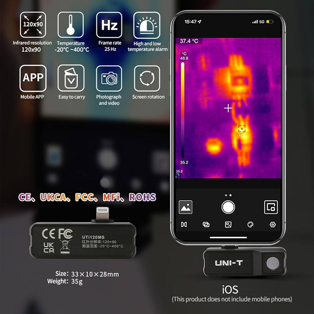 Amazon | UNI T UTi120MS サーマルカメラ iPhone iOS用、赤外線